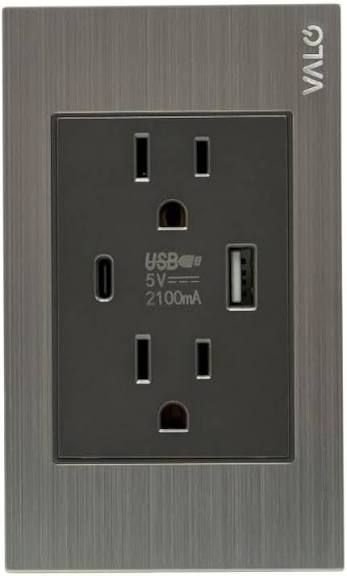 PLACA METÁLICA CON DOBLE CONTACTO ELÉCTRICO, 1 PUERTO USB TIPO A Y 2 PUERTOS USB TIPO C